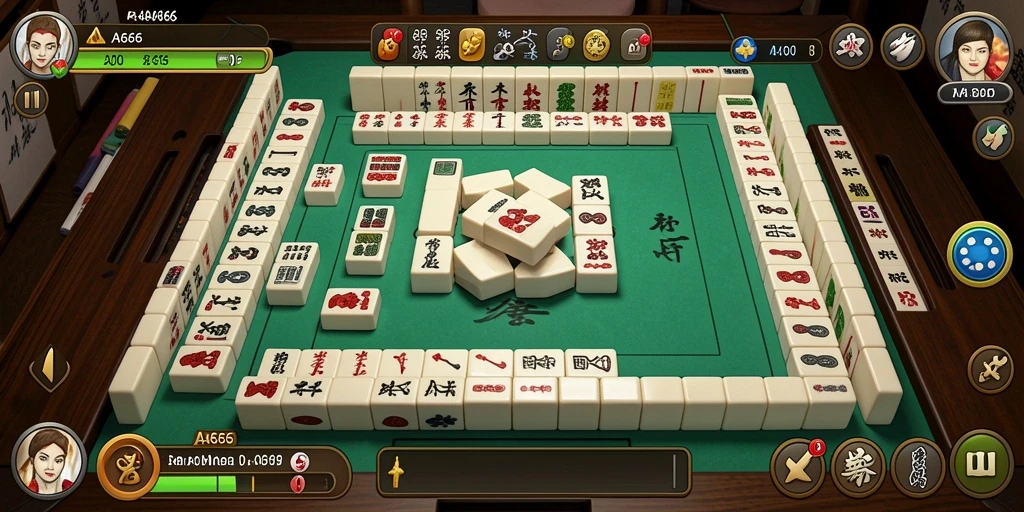 Tampilan menarik dari gameplay AA666 dalam permainan Mahjong.
