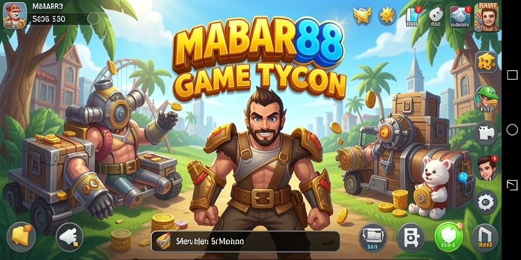 Screenshot gameplay MABAR88 yang menunjukkan manajemen bisnis yang aktif.